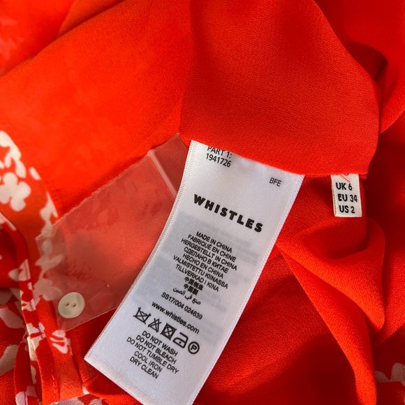 Whistles Coral flower Midi shoulder cut out Dress Size US 2 perfect condition - Picture 2 of 9